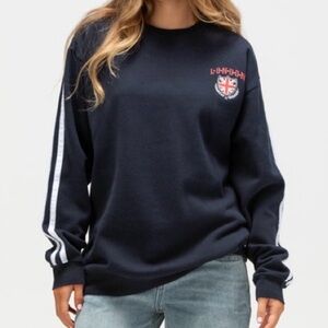 Five Star Navy Sweatshirt with White Stripes